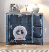 Forest Gravity Cat Litter Robot Enclosure, Enclosure for self-Cleaning Litter Boxes,Adjustable Shelf for Dog Proof and Storage,Charging Station,Locks Added for cat,Large Indoor Cat House,Blue FOREST GRAVITY