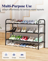 Kitsure Extra-Long Shoe Rack for Closet, Shoe Organizer for Front Door Entrance, Stackable Shoe Shelf, Detachable Closet Organizers and Storage, 39.0" Wide - 3 Tier, Black Kitsure