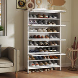 Foreate 8-Tier Tall Shoe Storage Cabinet with 4 Flip-Up Doors & Removable Shelves, 54” Metal Cabinet Shoe Rack Organizer for 24-32 Pair Shoes, Tall Freestanding Modern Entryway Shoe Cabinet-Glass Door Foreate