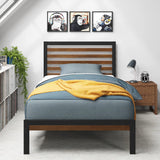 ZINUS Kai Bamboo and Metal Platform Bed Frame with Headboard, No Box Spring Needed, Easy Assembly, Twin, Brown Zinus