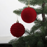 Senjie 3.15inch Burgundy Velvet Christmas Ornaments Balls Flocked Christmas Tree 12PCS Plastic Balls Xmas Hanging Ornaments Decoration Red Senjie