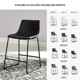 Signature Design by Ashley Centiar 24" Counter Height Modern Bucket Barstool, 2 Count, Black Signature Design by Ashley