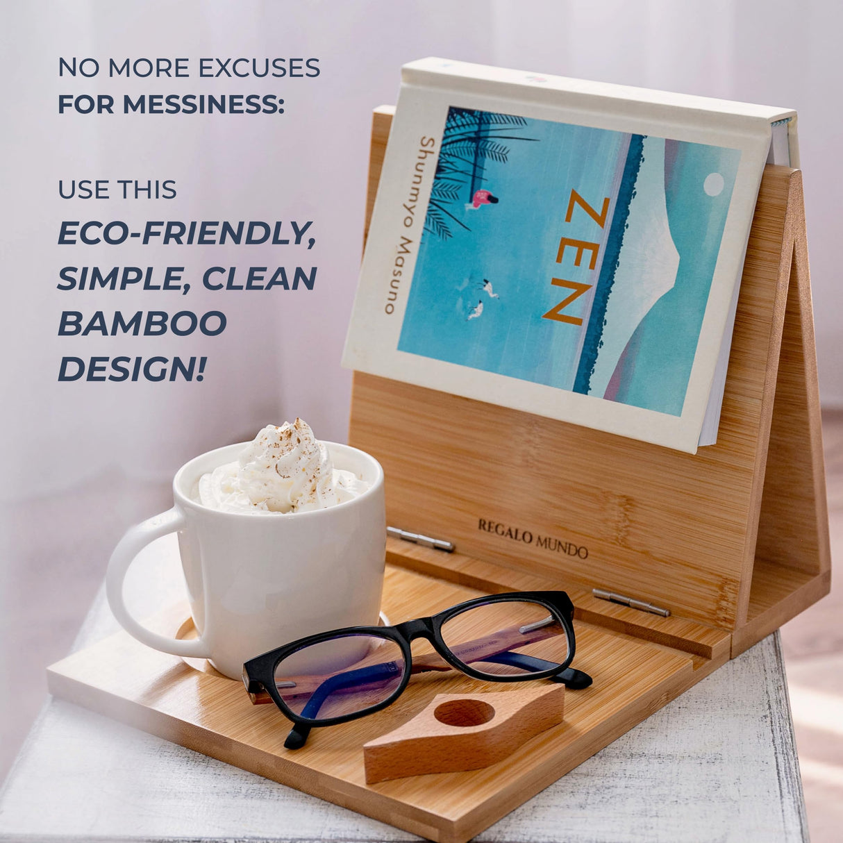 Bamboo Triangle Book Holder Stand – Perfect for Your Reading Nook – Ideal Gifts for Readers and Bookworms Regalo Mundo