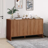 Sideboard Storage Cabinet with Doors and Shelves, Buffet Cabinet with Storage, Credenza Storage Cabinet for Kitchen, Wooden Fluted Cabinet for Bedroom/Entryway, under TV Cabinet with Storage - Walnut affeivul