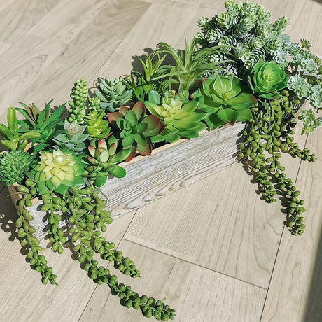 Winlyn 19 Pcs Assorted Artificial Succulents Plants Unpotted Small Green Aloe Hops Cactus String of Pearls Picks Fake Succulents Bulk for Succulent Garden Floral Arrangement Indoor Outdoor Home Decor Winlyn
