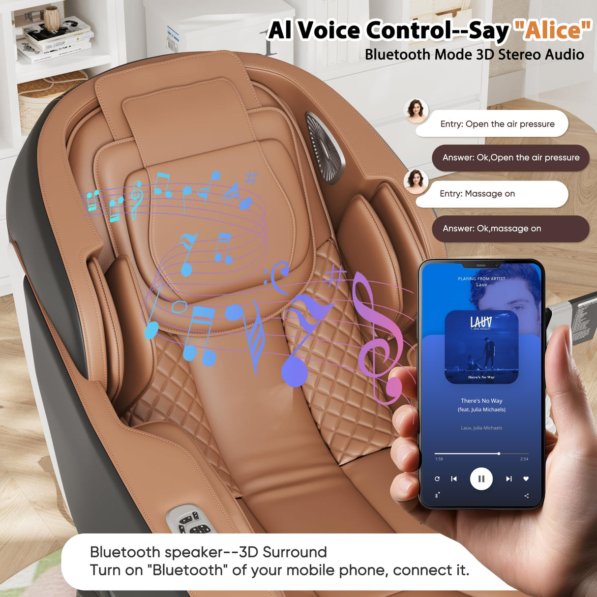 Shahoo Zero Gravity Full Body Massage Chair with SL-Track, AI Voice Control & Heating – Auto Body Scan, Air Compression Foot Massage, 8 Auto Programs Shahoo