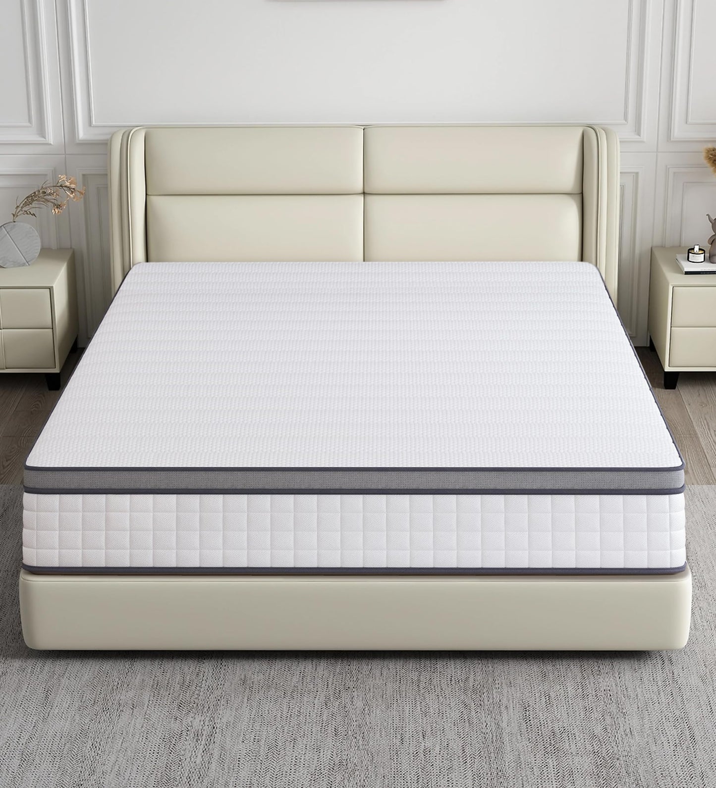 elitspace Full Size Mattress,10 Inch Full Mattress in a Box,Hybrid Memory Foam Full Size Mattresses,Medium Firm Soft and Comfort White Mattress,CertiPUR-US.