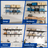 FLEXIMOUNTS 2x6ft Heavy Duty Garage Storage Wall Shelving, 1600lbs Total Weight Capacity, 2 Pack Wall Mounted Storage Rack, 24x75 inch Rack Floating Shelves for Garage Organization, Snap Assembly FLEXIMOUNTS