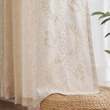 jinchan Belrose Linen Curtains for Bedroom Floral Curtains 84 Inch Length Linen Blend Ivory Embroidered Drapes Farmhouse Flower Patterned Drapes for Living Room Window Treatments Set 2 Panels jinchan