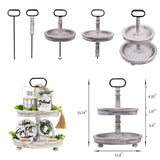 Houmury Set of 17 Farmhouse Tiered Tray with 1 Lantern Artificial Plant& Cutting Board Sign for Rustic Home Sweet Home Kitchen Decor Tier Tray Decor Set Houmury