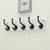 WEBI Rustic Coat Rack Wall Mount,5 Cast Iron Coat Hooks Wall Mounted,Heavy Duty Wall Coat Hanger,Vintage Hooks for Hanging Coats,Clothes,Black on White WEBI
