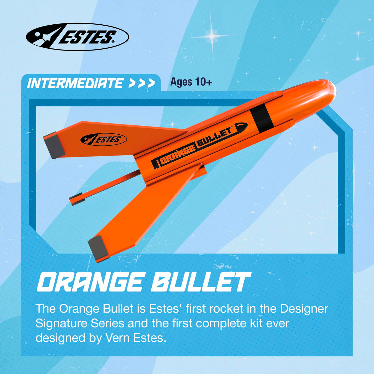 Estes 7295 Orange Bullet Rocket-Building Kit, Intermediate Flying-Rocket-Model Kit for Ages 10+ Estes