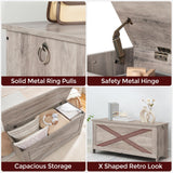 MAHANCRIS 39.4" Toy Chest, Sturdy Entryway Storage Chest with Safety Hinges, Retro Toy Box, Wooden Look Accent Furniture for Living Room, Bedroom, Greige SCHG48101 MAHANCRIS