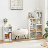 VECELO 4-Tier Bookcase, Modern Storage Cabinet with Height Difference Shelves for Standard Textbooks, 5 Cubes, Vertical or Horizontal, Easy Assembly, Pearl White VECELO