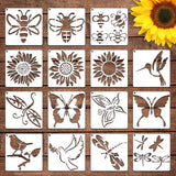 Yuanchu 15 Pcs Sunflower Bee Stencil Birds Stencils Butterfly Dragonfly Templates, Reusable Nature Stencils for Painting DIY Craft Stencils for Drawing on Wood Wall Canvas Rock Chalkboard Yuanchu
