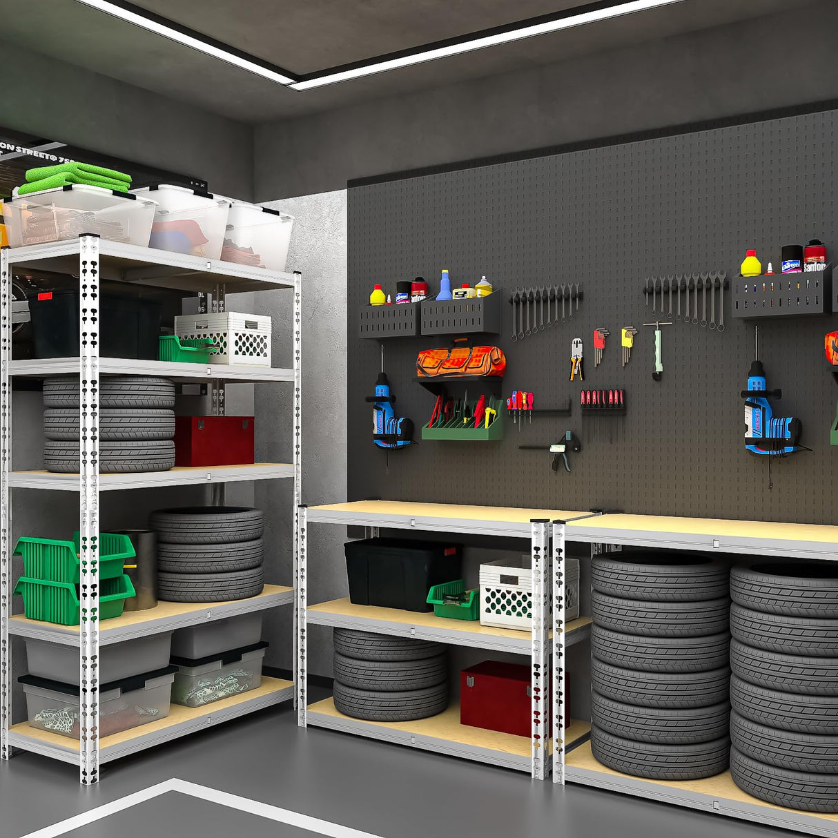 ZEUKMXOO 2200LBS Garage Storage Shelving Unit, 70.8''H 5-Tier Heavy Duty Storage Shelves, Adjustable Utility Shelf, Metal Rack for Basment Pantry Closet, Garage ZEUKMXOO