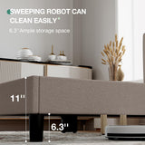 Novilla Full Size Bed Frame with Adjustable Headboard Platform Full Bed Frame with Linen Fabric Upholstered Headboard, No Box Spring Needed, Noise-Free, Wooden Slats Support, Easy Assembly, Beige Novilla