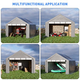 WTRAVEL 10x10 ft Outdoor Storage Shelter with Zipper Door, Portable Garages Shelters, Waterproof and UV Resistant Carport Shed for Bicycle, Motorcycle ATV, Lawn Mowers (10x10 FT) WTRAVEL
