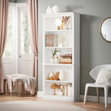 Furniwell 72" White 5-Shelf Tall Bookcase with Modern Design and Large Storage Capacity Furniwell