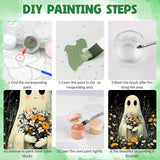DOMROM Framed Paint by Numbers Kit for Adults Beginners with Wooden Easel, Halloween Ghost Paint by Number Kit on Canvas, DIY Oil Painting Kits for Home Wall Decor Gift 8x12in DOMROM