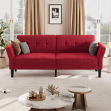 GarveeHome 89" Futon Sofa Bed, Convertible Sleeper Sofa with Adjustable Backrest & Armrest, Modern Futon Couch Bed, Loveseat Sleeper for Living Room Bedroom Apartments, Red GarveeHome