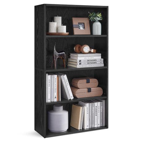 VASAGLE Custos Collection - Bookshelf, 4-Tier Bookcase, Book Shelf, Open Storage Shelf, 9.4 x 23.6 x 42.4 Inches, for Living Room, Home Office, Dinning Room, Ebony Black ULBC164T56 VASAGLE