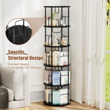 ALLSTAND 5-Tier 360° Rotating Black Bookshelf – Space-Saving Swivel Tower for Home Storage ALLSTAND