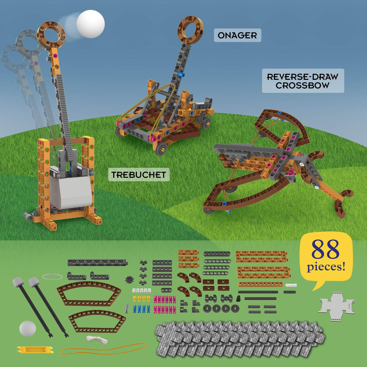 Thames & Kosmos Catapult Engineering STEM Maker Kit, Build 6 Models of Unique Medieval Machines, Explore Mechanical Physics, Includes Safe Foam Balls & Soft-Tipped Projectiles, Suitable for Ages 8+ Thames & Kosmos
