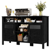 YITAHOME 55'' Farmhouse Buffet Cabinet with Storage, Large Sideboard Cabinet with 2 Doors & Open Storage, Versatile Coffee Bar Table for Kitchen & Living Room (Black) YITAHOME