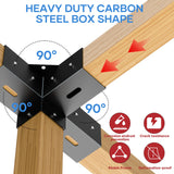 4x4 Pergola Bracket Kit - 2pcs 4-Way Heavy Duty Corner Brackets for 4''x4'' Wooden Beams (Actual 3.6''x3.6'') - Includes Stainless Steel Hardware for Patio Pergolas, Log Cabins & Outdoor Structures CHICAURA