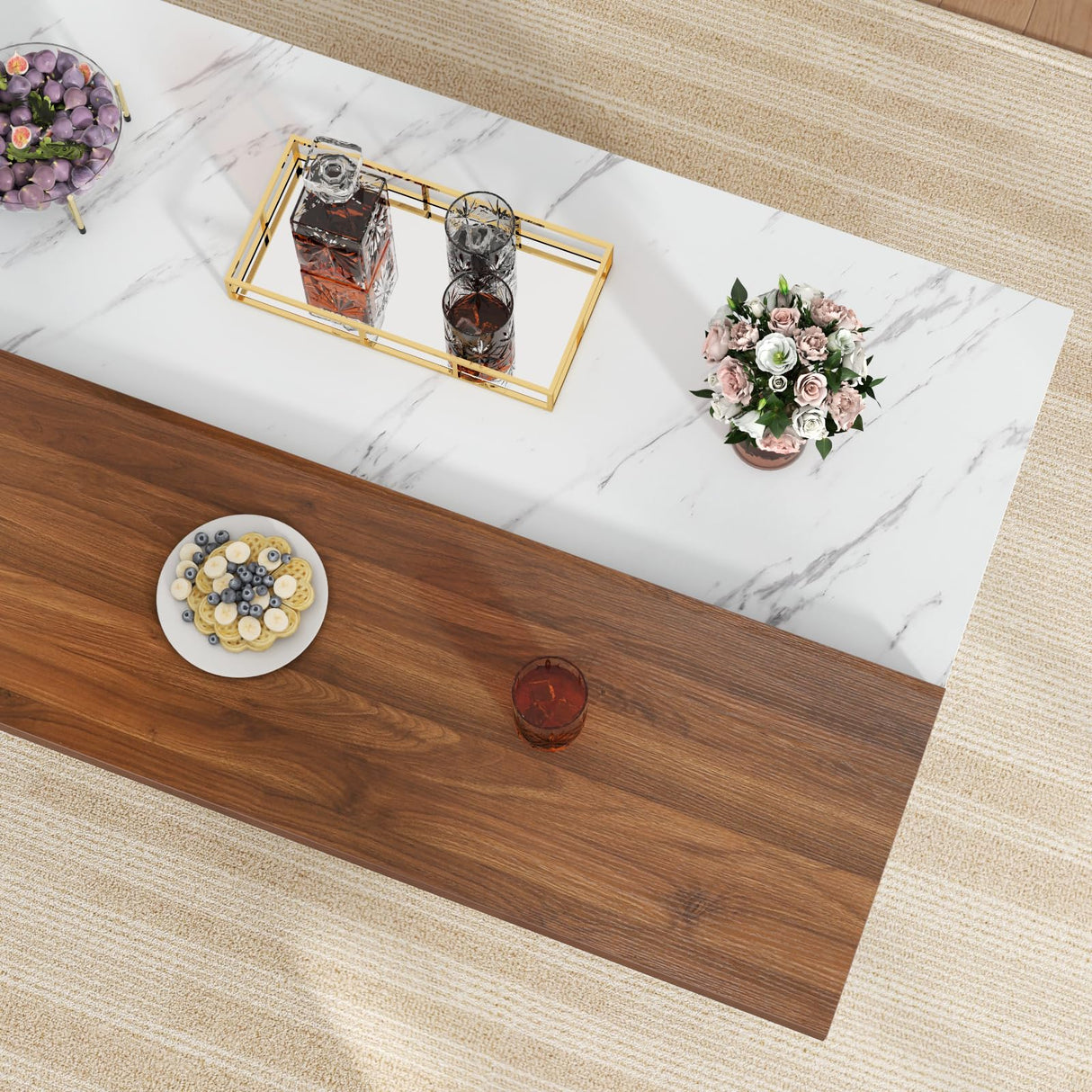 Gyfimoie 63" Large Imitation Marble Bar Table,Island Table with LED Lights,Mordern Marble Stripes Dining Table with Grille Design for Home Kitchen, Living Room, Balcony, Basement(White) Gyfimoie