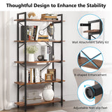 Tribesigns Industrial Rustic 5-Tier Bookshelf with Metal Frame for Living Room and Home Office Tribesigns