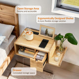 Afuly Floating Nightstand with Charging Station, Modern Night Stand with Drawer Wall Mounted Bedside End Table, Solid Wood Nightstand Side Table Shelf for Bedroom Natural Wooden Decor Afuly