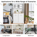 YOCONYO Double Tilt Out Trash Cabinet Storage Cabinet 20 Gallon with Two Solid Wood Hideaway Trash Holder Drawers, Dual Wooden Free Standing Recycling Cabinets Trash Can Bin Kitchen (white) YOCONYO