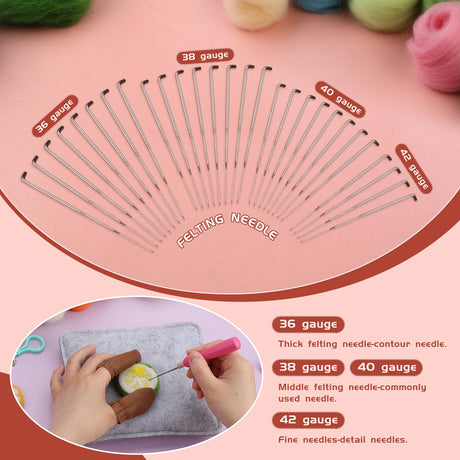 50 Colors Needle Felting Kit, 185 Pcs Needle Felting Tools and Supplies with Wool Roving, Needle Felting Starter Kit for Beginners with Felting Needles, Felting Mad for Diy Hand Craft Home Decoration ZXIIXZ