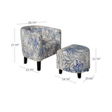 BELLEZE Accent Chair with Ottoman, Curved Back Living Room Chair, Stylish Barrel Club Chair and Footrest Set, Upholstered Round Tub Reading Chair for Bedroom - Lydia (Blue Coral) BELLEZE