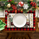 Artoid Mode Red and Black Buffalo Plaid Truck Merry Christmas Placemats Set of 4, 12x18 Inch Seasonal Winter Xmas Holiday Table Mats for Party Kitchen Dining Decoration Artoid Mode