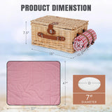 HappyPicnic Picnic Basket Set for 2 - Wicker Picnic Basket with Waterproof Blanket & Insulated Liner, Large Handmade Willow Hamper with Cutlery Kit for Outdoor, Picnic, Camping, Party, Holidays (Red) HappyPicnic