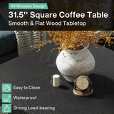 Tribesigns Square Coffee Table, 31.5-Inch Fluted Coffee Table, Mid-Century Modern Living Room Table, Large Cocktail Table for Living Room, Easy Assembly, Black Tribesigns