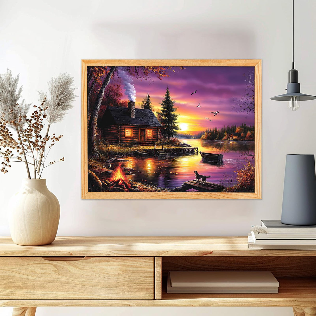 MAXBYE Lake House Paint by Numbers Kits for Adults Beginner, Autumn Landscape Adult Paint by Number On Canvas, Easy Oil Painting Kits for Home Wall Decor Gift 16x20 Inch MAXBYE