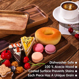 5 Pack Solid Acacia Wood Serving Trays, Rectangular Wooden Serving Board for Food Appetizer Serving Tray Plates for Vegetables Fruit Charcuterie Cheese Platters Home Kitchen Decor (16 x 6.5 Inch) Roowest