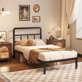 Husleephu Twin Bed Frames with Headboard, 12 Inch Heavy Duty Metal Twin Platform Bed Frame, No Box Spring Needed, Noise Free, Easy Assembly, Black Husleephu