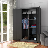 Letaya Metal Storage Cabinets Locker with Lock Door, 72'' Clothing Coat Steel Storage Freestanding Wardrobe for Office, Home, School, Employee,Gym,Fire Department (Black) Letaya