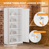 Greenvelly Metal Garage Storage Cabinet,72" H Steel Lockable Storage Cabinet with 2 Doors and 4 Adjustable Shelves,Tall Metal Cabinet Locking File Cabinet for Office,Home, Garage, Gym, School Greenvelly