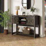Farmhouse Console Table with Storage Shelf & Sliding Barn Door, Wood Entryway Table with Storage, 46" Narrow Long Sofa Table, Behind Couch Table, Console Tables for Living Room, Entryway, Foyer May in Color