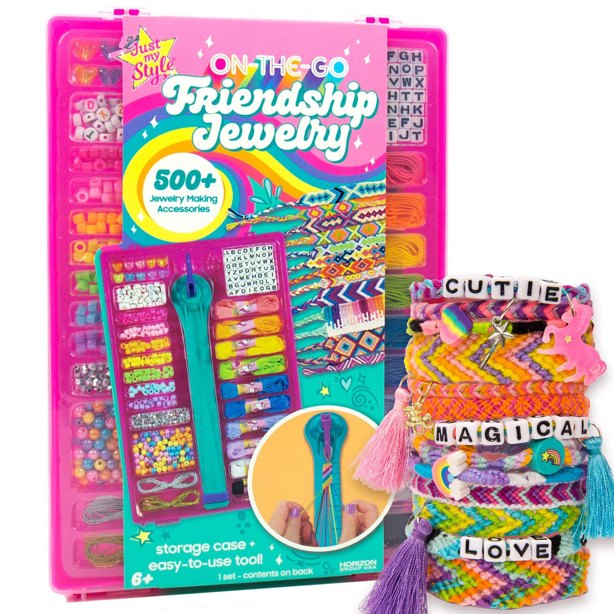 Just My Style On-The-Go Jewelry Studio – Bracelet-Making Travel Kit – DIY Bead & Braid Set for Kids Ages 6+ Just My Style