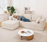 Modular Sectional Sofa, Cloud Sectional Couch with L-Shape Chaise, Modular Sofa with Deep Seat, Upholstered Couches Boneless Sofa for Living Room, White(Left Facing Chaise) Airynee