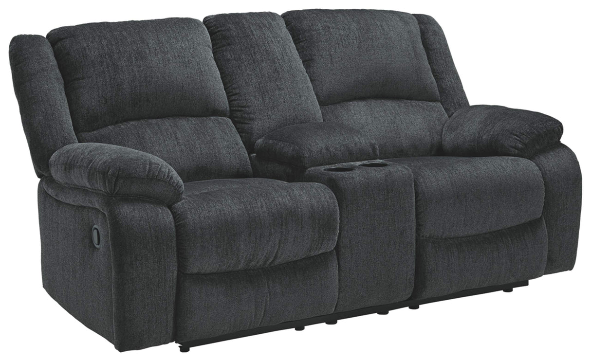 Signature Design by Ashley Draycoll Contemporary Double Reclining Manual Loveseat with Center Console, Dark Gray Signature Design by Ashley