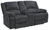 Signature Design by Ashley Draycoll Contemporary Double Reclining Manual Loveseat with Center Console, Dark Gray Signature Design by Ashley