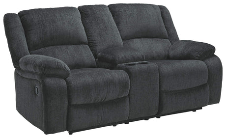Signature Design by Ashley Draycoll Contemporary Double Reclining Manual Loveseat with Center Console, Dark Gray Signature Design by Ashley